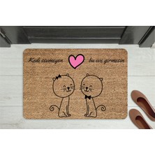 M&H Quality Kedi Sevmeyen Giremez” Yazılı Kedi Figürlü Kapı Önü Paspası – Kaymaz, Yıkanabilir