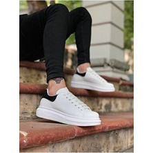  çok renkli - er0547 erb kalın yüksek taban beyaz siyah bağcıklı spor erkek ayakkabı