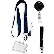 Stormistoretr Galaksi Takım Yıldızı 4 Lü Set Boyun Ipi Anahtarlık Yoyo Yaka Kartlığı