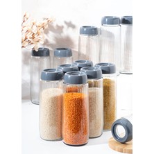 Homekolik 12’li Cam Kavanoz Seti 1500 ml Antrasit Kapaklı Hava Geçirmez Mutfak Düzenleme