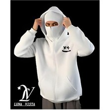 Flaubert - Unisex Kar Maskeli Ninja Sweatshırt Hırka 3 Iplik Kalın Oversize