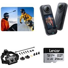 Insta360 X5 Aksiyon Kamerası 256 GB Kayak Kiti Su Geçirmez 15 m Özellikli Siyah