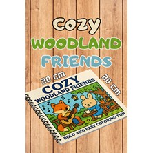 Pink Swan Craft Pink Swan 20X20 cm Büyük Boyama Kitabı Cozy Woodland Friends Çocuklar ve Yetişkinler İçin Eğlenceli