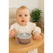 CKM Silikon Sızdırmaz Vakumlu Kapaklı Silikon Bebek Mama Kasesi 400 ml Bej