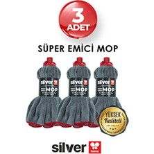 Silver Home 3 Adet Süper Emici Mop Havlu 55X105 cm Gri Renk Yedek Uç Özelliği ile