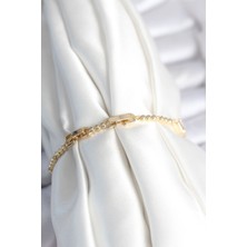 Pirinç Gold Renk Zirkon Taşlı Kalpli Model Kadın Bileklik EB-53-VICE/(1395) 1392