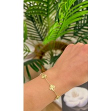Dore Yonca Motifli Gold Bileklik
