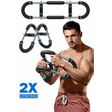 Telvesse 2x Power Ayarlanabilir Çift Metal Yaylı Göğüs & Kol Fitness Bar 25-50 kg Mavi