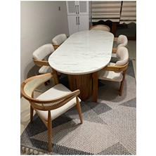 Norte Bohem Masa Takımı Ahşap Masa Takımı 6 Kişilik Masa Sandalye Takımı Iskandinav Takım