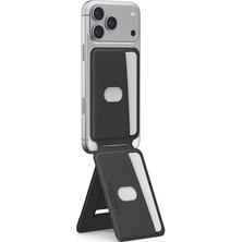 Skinarma Axis Serisi Foldable Stand Özellikli Deri Tasarımlı Kartlık Gri