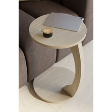 Eda Hacıoğlu Edam Bedding Group Tekerlekli C Tasarım Traverten Yan Sehpa Modern Hareketli Orta Sehpa Salon ve Oturma Odası Masası