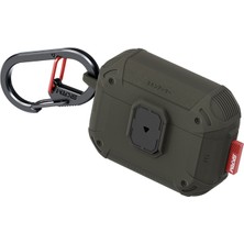 Airpods Pro 3 Kılıf Airbagli Yivli Köşe Kilit Tasarımlı 360 Koruma Skinarma Mecha Le Kılıf Yeşil