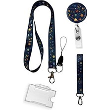 Stormistoretr Uzay Galaksi 4 Lü Set Boyun İpi Anahtarlık Yoyo Yaka Kartlığı İpli Tasarım