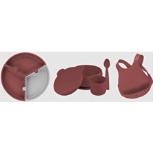 OiOi 5 Parça Puzzle Beslenme Seti Velvet Rose/powder Grey