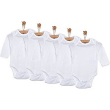 Ebebek Hello Baby Hellobaby Unisex 5li Beyaz Body Çıtçıtlı Zarf Yaka Uzun Kol Beyaz