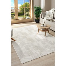 Raschel Carpet Bohem Emboss Premium Seri Kaymaz Taban Jel Taban Halı Yolluk Krem