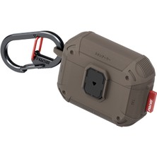 Airpods Pro 3 Kılıf Airbagli Yivli Köşe Kilit Tasarım 360 Koruma Skinarma Mecha Le Kılıf Kahverengi