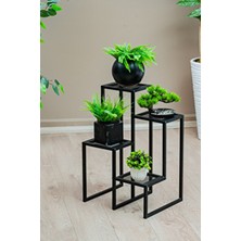 Evle 4 Katlı Kademeli Metal Çiçeklik, Modern Saksılık, Balkon ve Salon için Dekoratif Saksı Standı