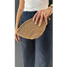 Loca Sweet Home Handmade Hasır Clutch Çanta Vizon Bej Renkli Basic Koleksiyon Kadın