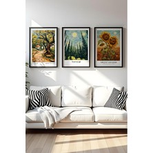 Huhuli Ahşap Siyah Çerçeveli Vincent Van Gogh Tablo Seti Soyut Tema 20 x 30 Boyutlar