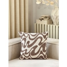 Aysa Home Decor Flow Dalga Desenli Kahverengi Tekli Kırlent Kılıfı