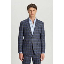 Sabri Özel Giotelli Koyu Gri Dar Kesim Slim Fit Ekose Desenli Mono Yaka Fleto Kapaklı Cep Çift Yırtmaçlı 6 Drop Yelekli Takım Elbise
