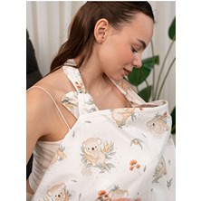 Atölye Eda Exclusive %100 Pamuklu Oeko-Tex Sertifikalı Balenli Ayarlanabilir Yaka Aparatlı Emzirme Önlüğü 80X100CM