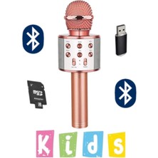 Karaoke Mikrofon Dahili Hoparlörlü USB Flash Tf Kart Destekli Ses Değiştirme Efektli Çocuk Mikrofonu