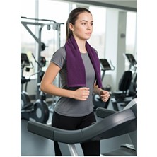 Denizli Cotton Mikrofiber Sporcu Havlusu 50 x 90 cm Mor Ter Emici Fitness ve Spor İçin Hızlı Kuruma Özelliği
