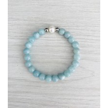 MK Tasarım Gerçek Mavi Kuvars Taşı - Inci Bileklik – MKT.1.101.31- Taşların Kendi Rengidir, Boya Değildir