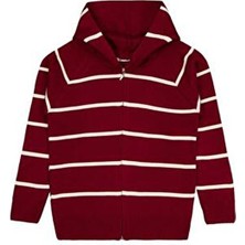 Civil Boys Çizgili Desenli 10-13 Yaş Hırka - BORDO10-11 Yaş