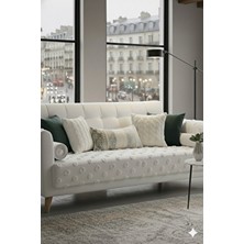Arsem Tekstil Ponpon Koltuk Örtüsü Ekru 100X250CM