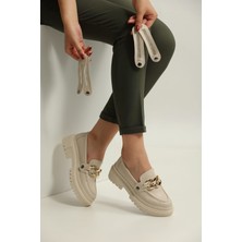 Hepici Loafers Günlük Kadın Krem Ayakkabı