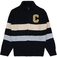 Civil Boys Civil Çizgili Baskılı Hırka %100 Pamuk Uzun Kollu Erkek Çocuk 2-5 Yaş Lacivert Desenli