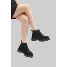 Hepici Kadın Siyah Bot Bağcıklı Rahat ve Esnek