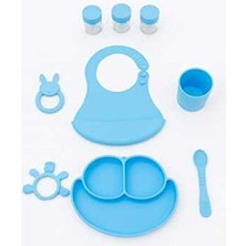 CKM Silikon 9 Parça Silikon Mama Seti – Bpa’sız – Bebek Beslenme Seti Mavi