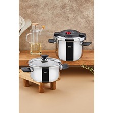 Taç Vitamaster 2'li 4+6 Litre Indüksiyon Tabanlı Düdüklü Tencere Seti Kırmızı