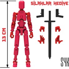 SYK Design Robot 13 Dummy Kırmızı Kırmızı Tüm Eklemleri Hareketli Aksiyon Figürü Oyuncak
