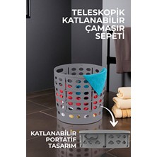 Nandy Home Teleskopik Katlanabilir Çamaşır Sepeti - Çok Amaçlı Delikli Sepet 33LT.