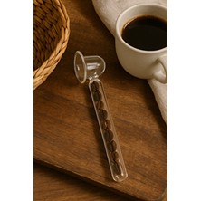 Cam Kahve Ölçü Kaşığı Kahve Çekirdeği Tasarımlı Şeffaf, Minimalist Tasarım Sunum Tüpü