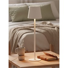 K2 Modern Mantar Tasarımlı Şarjlı Masa Lambası Beyaz (3 Farklı Işık Tonu, Dokunmatik Dimmer, Type-C)