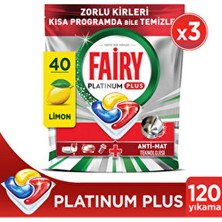 Fairy Platinum Plus Bulaşık Makinesi Deterjanı Kapsülü/tableti 40 Yıkama Limon Kokulu x 3 Adet
