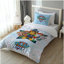 Şen Dekorasyon Paw Patrol Patiler Nevresim Takımı Pamuk 160 x 220 cm Düz Desenli