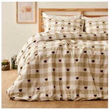 Bella Maison %100 Pamuk Amora Çift Kişilik Nevresim Seti Bej (200X220 Cm)