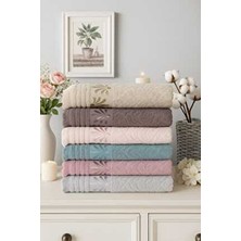Mela Home Palmiye Desenli Saçaklı 50*90 cm 6'lı El Yüz Havlusu-Havlu Seti-Çeyizlik-Hediyelik-Mutfak %100 Pamuk