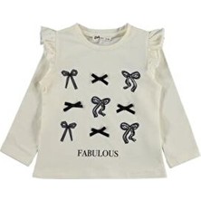 Civil Girls Civil Kız Çocuk Ekru Renkli Uzun Kollu Fabulous Baskılı Sweatshirt - Regular Fit Özellikli