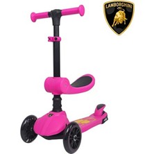Lamborghini Lisanslı L5 2in1 Katlanabilir Oturaklı Işıklı 3 Tekerlekli Çocuk Scooter Sarı