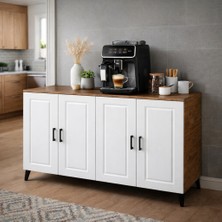 Bangu 4 Kapaklı Çok Amaçlı Dolap ( Derinlik 47 cm ) Kahve Köşesi Dolabı BKDM007