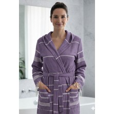 Luna %100 Pamuk Peştemal Bornoz Kapüşonlu Unisex- Mor