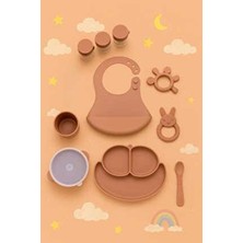 CKM Silikon Bebek Beslenme Seti Bej 10 Parça Silikon Mama Seti